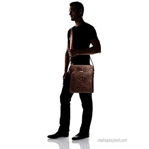 Ainifeel Men's Crocodile Embossed Genuine Leather Small Purse Messenger Bags Shoulder Bags