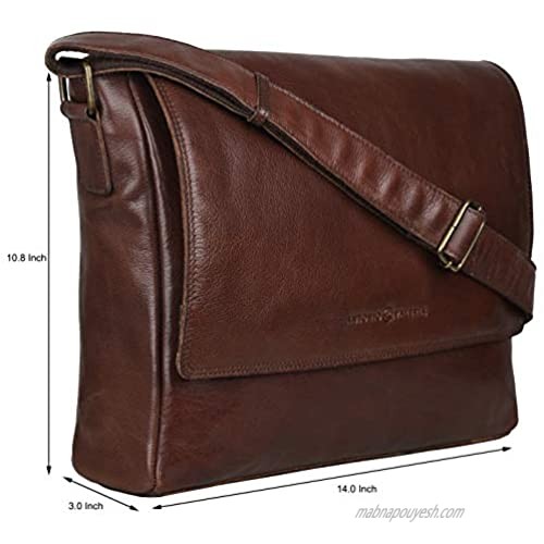 Antonio Valeria Robert Brown Premium Vintage Wash Leather Messenger Bag for Men