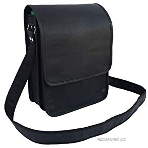 Black Leather Crossbody Messenger Bag Sling Handbags Satchel School Shoulder Bags Fits A4 Documents  Unisex12x10 Inch