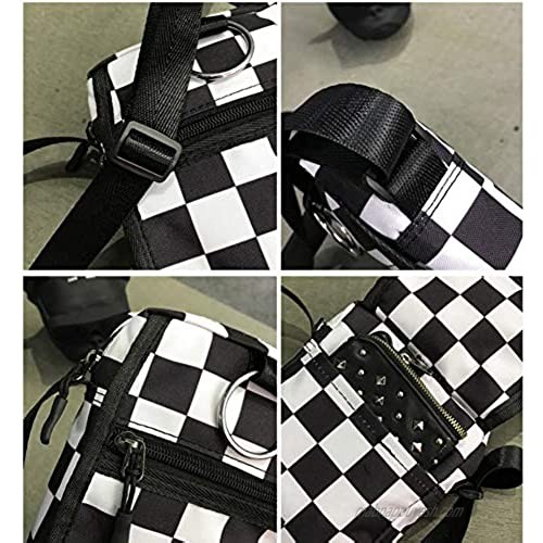 Canvas Checkered Crossbody Shoulder Bag Small Messenger Bag Phone Pouch for Men Women