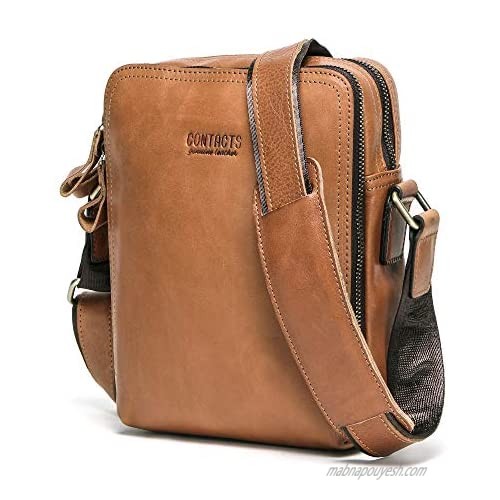 Contacts Genuine Leather Mens 7.9‘’ iPad Messenger CrossBody Bag Shoulder Handbag Business