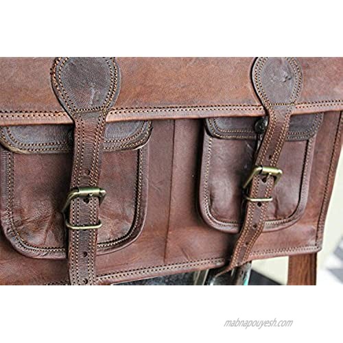 Handmadeleathercraft Men's 15 inch Vintage Leather Unisex Messenger Bag Laptop Crossbody Shoulder Bag