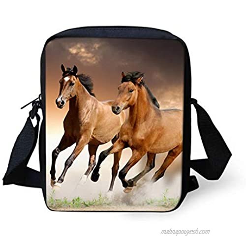 HUGS IDEA Horse Pattern Casual Small Women's Shoulder Bags Travel Cell Phone Pouch Messenger Sling Bag