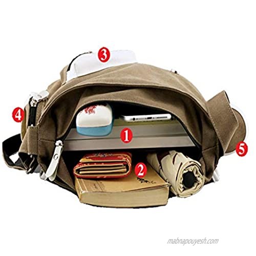 JOCHUI Canvas Anime Messenger Bag Anime Shoulder Bag Satchel School Bag Butler Khaki