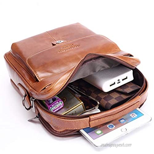 Langzu Men's Genuine Leather Messenger Shoulder Bag Handbag CrossBody Briefcase