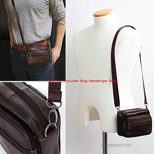 Leather Small Shoulder Bag Messenger Bag Travel Bag Working Bag Cell Phone Bag (Brown 38001)