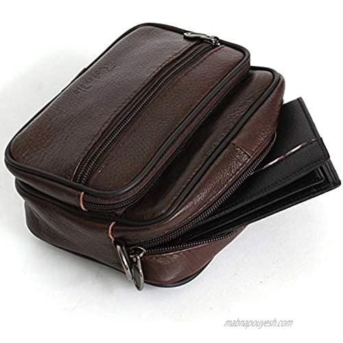 Leather Small Shoulder Bag Messenger Bag Travel Bag Working Bag Cell Phone Bag (Brown 38001)
