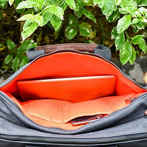 LEXS Canvas Briefcase Laptop Messenger Bag 15.6 inch Large Capacity Satchel for Work School