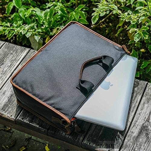 LEXS Canvas Briefcase Laptop Messenger Bag 15.6 inch Large Capacity Satchel for Work School