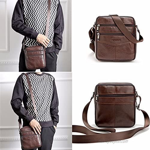 OURBAG Men Vintage Cowhide Leather Shoulder Messenger Bag Crossbody Small Satchel