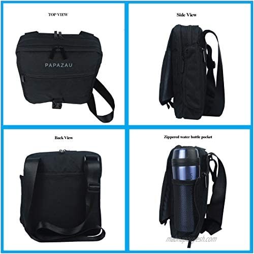 PAPAZAU Men & Women Messenger Bag Crossbody Travel Shoulder Bags Casual Sling Pack for Work Business (BLACK)