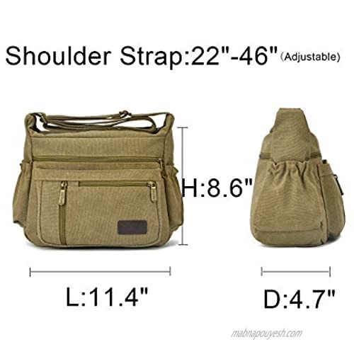 Qflmy Vintage Canvas Messenger Bag Handbag Crossbody Shoulder Bag Leisure Packet