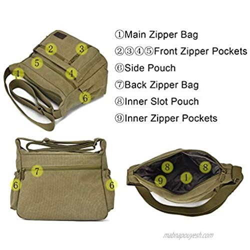 Qflmy Vintage Canvas Messenger Bag Handbag Crossbody Shoulder Bag Leisure Packet