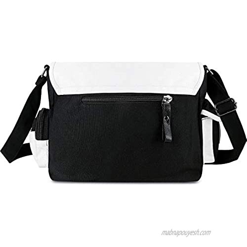 Roffatide Anime Attack on Titan Canvas Messenger Bag Print Satchel Shoulder School Bag Synthetic Leather Flap Crossbody Black