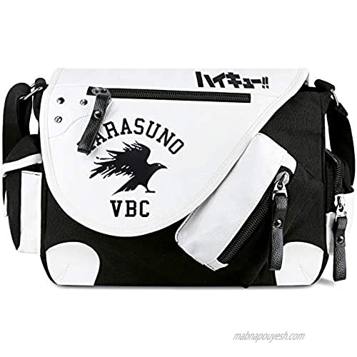 Roffatide Anime Haikyuu Messenger Bag Canvas Crossbody Bag Flap Synthetic Leather Print Shoulder Bag Satchel School Bag