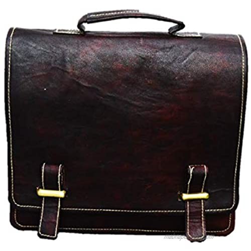 Satchel and Fable Leather Messenger Cross Body Shoulder Bag Dark Brown 11 Inch