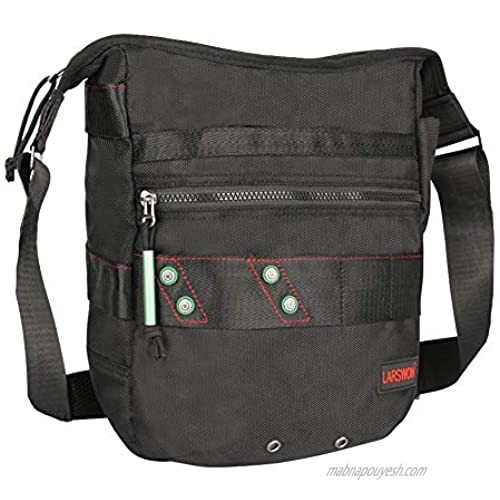Vertical Messenger Bag  Crossbody Bag  Larswon Shoulder Bag Tablets Bag Satchel for Men Women Black