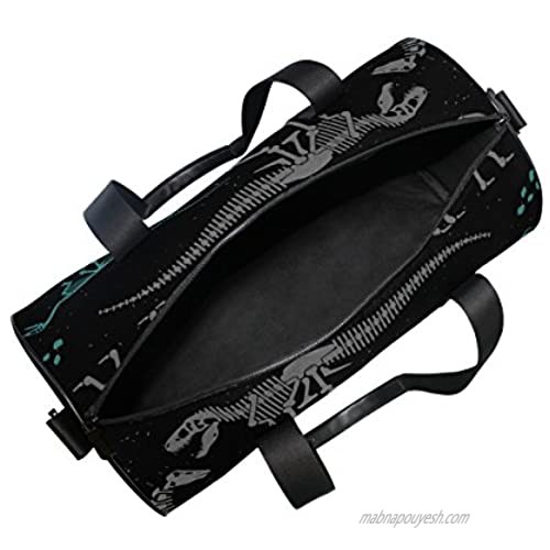 AHOMY Dinosaur Duffel Bag Black White Skeleton Sports Gym Bags for Men and Women