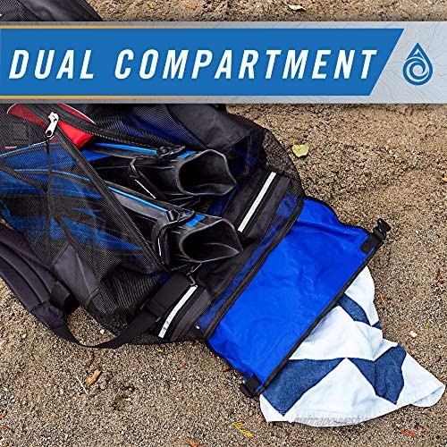 Aqua Quest Deckhand: Wet/Dry Dual Compartment Duffel - 100% Waterproof Hidden Dry Bag + Heavy Duty Mesh = Watertight Quarantine Area + Maximum Air Circulation & Breathability in One Versatile Bag