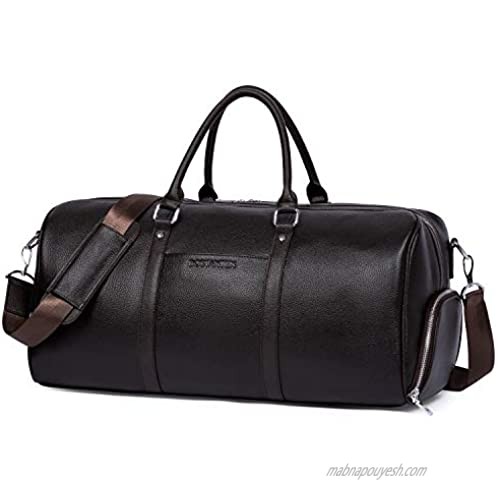 BOSTANTEN Genuine Leather Duffel Bag Travel Weekender Overnight Gym Sports Luggage Tote Duffle Bags For Men (Coffee-large)