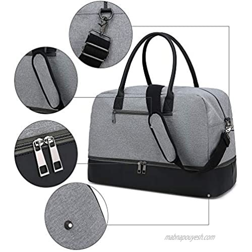 CAMTOP Weekender Bag Women Ladies Travel Overnight Carry On Tote Duffel Bag with Shoe Compartment and Luggage Sleeve (0866D-Gray)