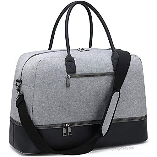 CAMTOP Weekender Bag Women Ladies Travel Overnight Carry On Tote Duffel Bag with Shoe Compartment and Luggage Sleeve (0866D-Gray)