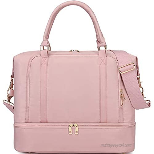 CAMTOP Women Ladies Travel Weekender Bag Overnight Duffel Carry-on Tote Bag fit 15.6 Inch Laptop Computer (Pink)
