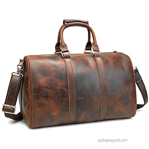 CHAO .P.J Vintage Crazy Horse Leather Men Travel Duffle Luggage Weekender Bag