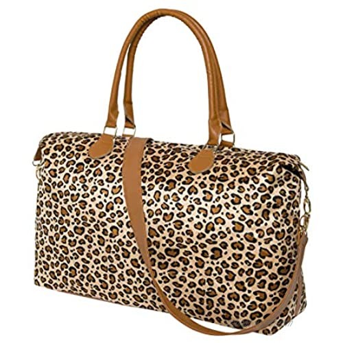 Geechen Weekender Bag for Women - Travel Cute Overnight Duffle Bag with Straps (Leopard)