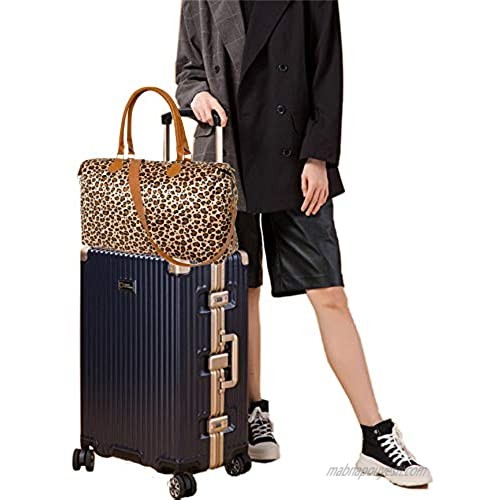 Geechen Weekender Bag for Women - Travel Cute Overnight Duffle Bag with Straps (Leopard)