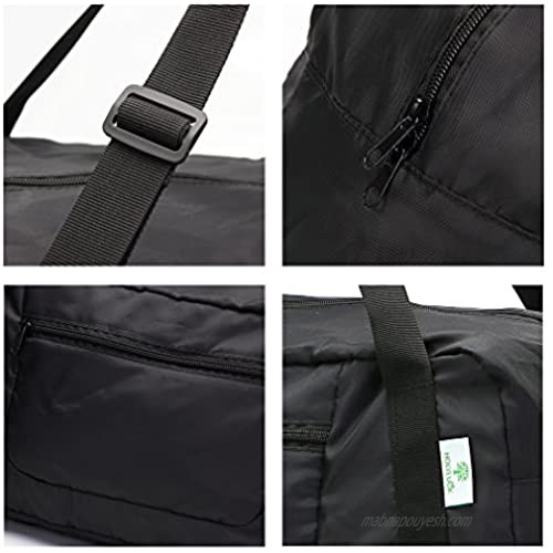 HOLYLUCK Foldable Travel Duffel Bag For Women & Men Luggage Great for Gym (black)