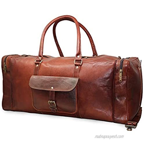 Jaald 26" Large Leather Duffle Bag Travel Carry-on Luggage overnight Gym weekender bag
