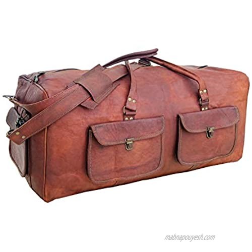 Leather Duffel Travel Gym Overnight Weekend Leather Bag Classic Handmade Square Duffel