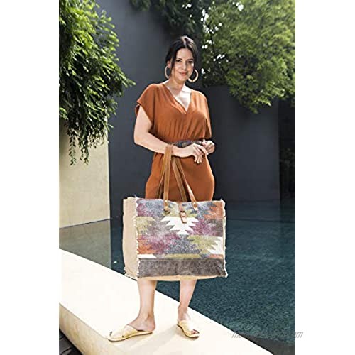 Myra Bags Gracious Canvas Rug Leather & Hairon Weekender Bag S-1971