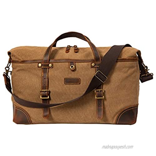 ORIENTAL GLORY Overnight Canvas Duffel Bag for Men Weekender Travel Carry On bag (khaki)