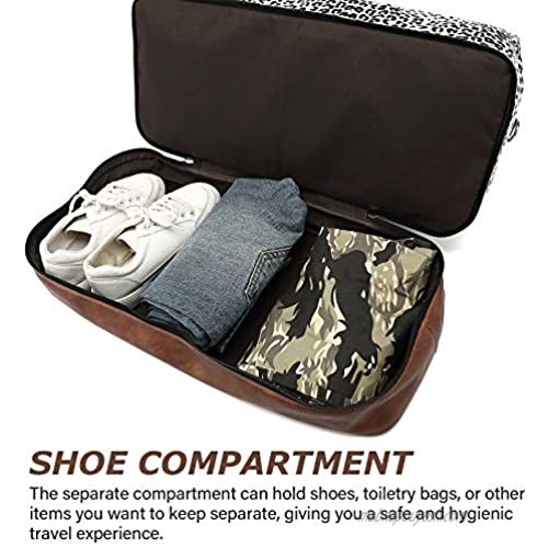 Peicees Weekender Bag Travel Duffle/Duffel Bag for Men Women Overnight Carry-On Canvas Tote Bags with Shoes Compartment & Leather Strap