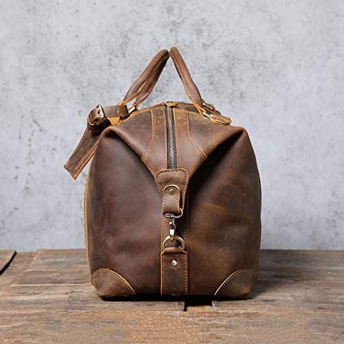 Polare 20” Full Grain Leather Travel Duffel Gym Weekender Bag Overnight Carry on bag For Men