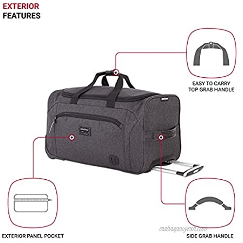 SwissGear Rolling Duffel Bag Carry-On Travel Luggage Heather Grey 19