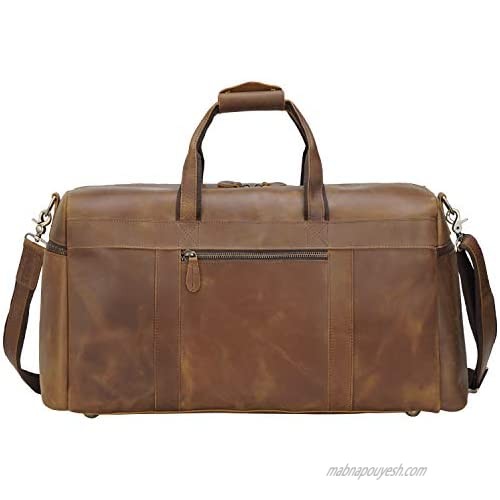 Thick Full Grain Leather Duffle Bag for Men Big Travel Overnight Weekend Sports Gym Bag