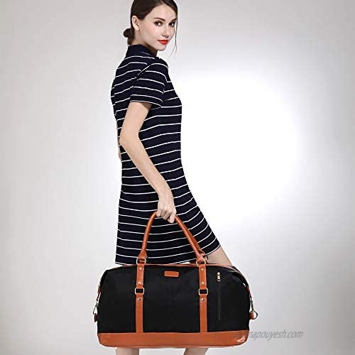 Weekend Bags for Women and Ladies Travel Bag Overnight Carry-on Shoulder Duffel Tote Bag With PU Leather Strap