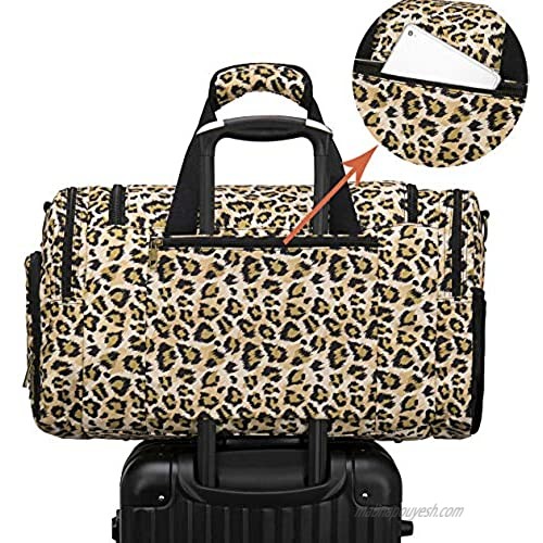 Weekender Overnight Duffel Bag Shoe Pocket for Women Men Weekend Travel Tote Carry On Bag (Brown)