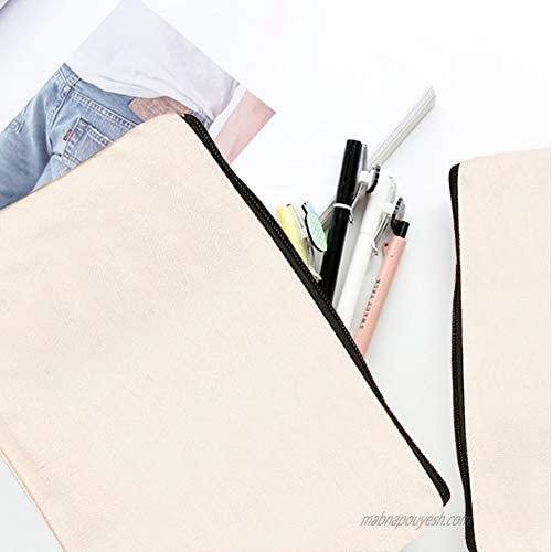 10 PCS White Canvas Makeup Cosmetic Bag - Pouch Zipper Bag Organizer