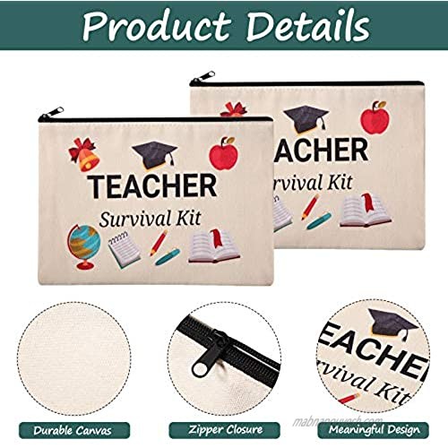 10 Pieces Teacher Gifts Bag Cosmetic Bags Teacher Makeup Pouch Pencil Bag Travel Toiletry Case Teacher Survival Kit Bag with Zipper for Teacher Appreciation Gifts (7.87 x 5.71 Inches)