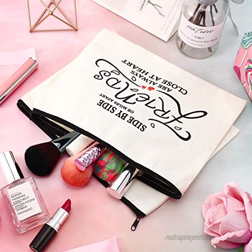 6 Pieces Good Friends Presents Cosmetic Bags Friendship Makeup Bag Portable Makeup Pouch Toiletry Makeup Holders for Friends Women Makeup Travel Retirement Birthday Anniversary Present