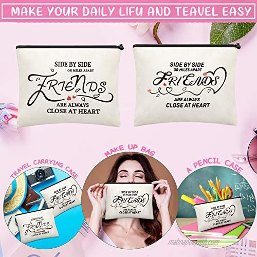 6 Pieces Good Friends Presents Cosmetic Bags Friendship Makeup Bag Portable Makeup Pouch Toiletry Makeup Holders for Friends Women Makeup Travel Retirement Birthday Anniversary Present