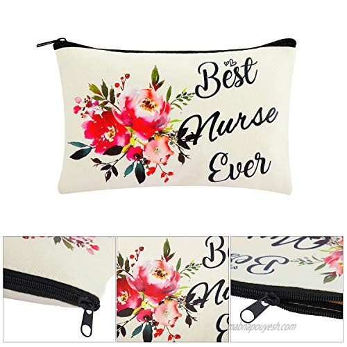6 Pieces Makeup Pouch Cosmetic Bag Travel Toiletry Case Pencil Bag with Zipper for Teacher Gifts (Best Nurse Ever)