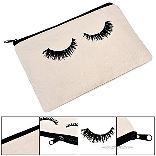 BBTO 6 Pieces Makeup Bag Cosmetic Bag Travel Make Up Pouch Toiletry Case with Zippered Pocket for Women and Girls (Eyelash Pattern)