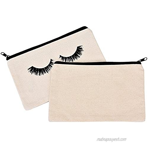 BBTO 6 Pieces Makeup Bag Cosmetic Bag Travel Make Up Pouch Toiletry Case with Zippered Pocket for Women and Girls (Eyelash Pattern)