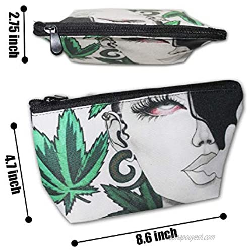 Beauty Weed Girl Travel Makeup Bag Portable Cosmetic Bag Zipper Pouch Trapezoidal Toiletry Organizer Bags for Women Men