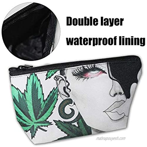Beauty Weed Girl Travel Makeup Bag Portable Cosmetic Bag Zipper Pouch Trapezoidal Toiletry Organizer Bags for Women Men